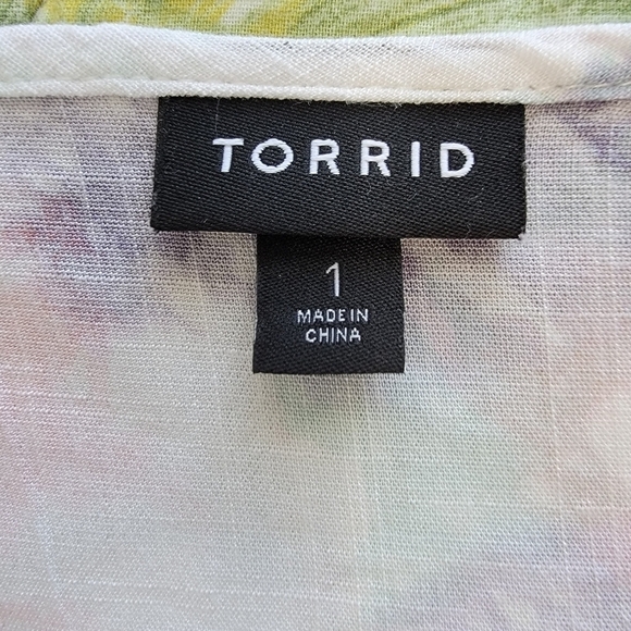 TORRID BABYDOLL RAYON SLUB TIE-FRONT TOP SIZE 1 - Picture 9 of 12